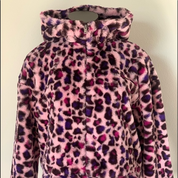 𝅺new UGG WOMEN MANDY LEOPARD FAIRY TALE FAUX FUR HOODIE JACKET COAT Ski  Snow - Picture 1 of 12